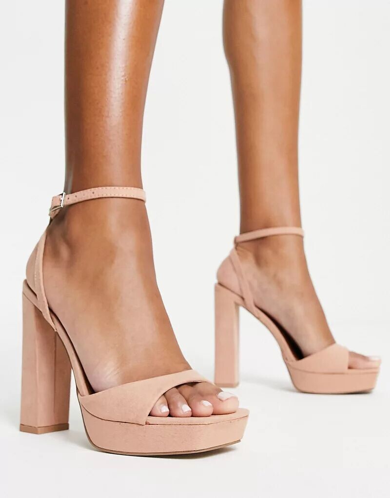 Бежевые изящные босоножки ASOS Noun на платформе и блочном каблуке