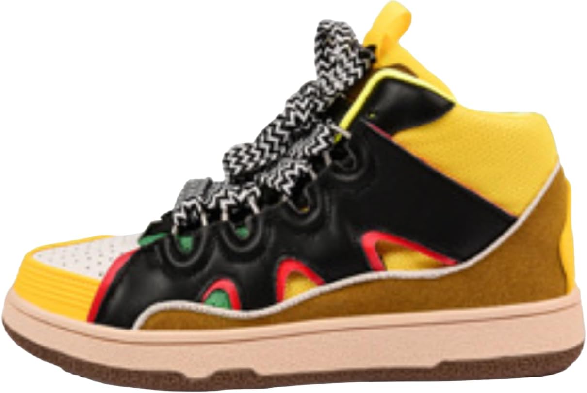 

Мужские повседневные кроссовки для пар с эффектом увеличения роста, противоскользящие, на шнурках, для ходьбы, с цветными блоками, модные кроссовки Lexamen, желтый