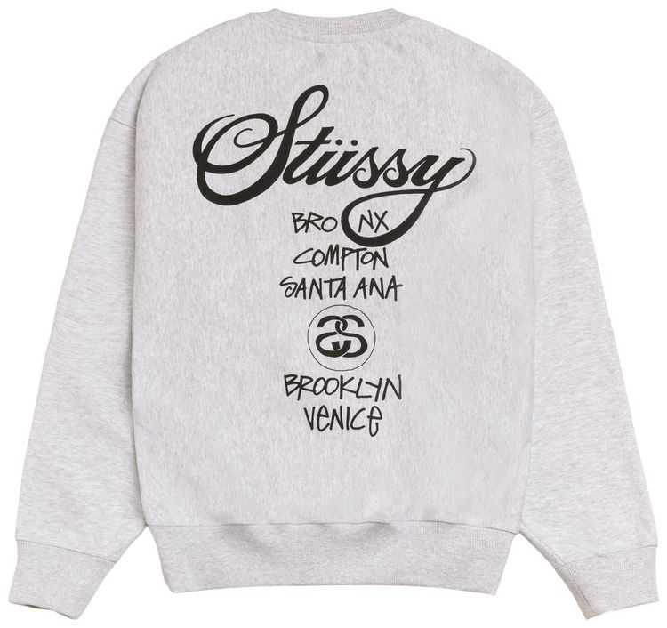 Толстовка Stussy World Tour Crew, серый — фото 2