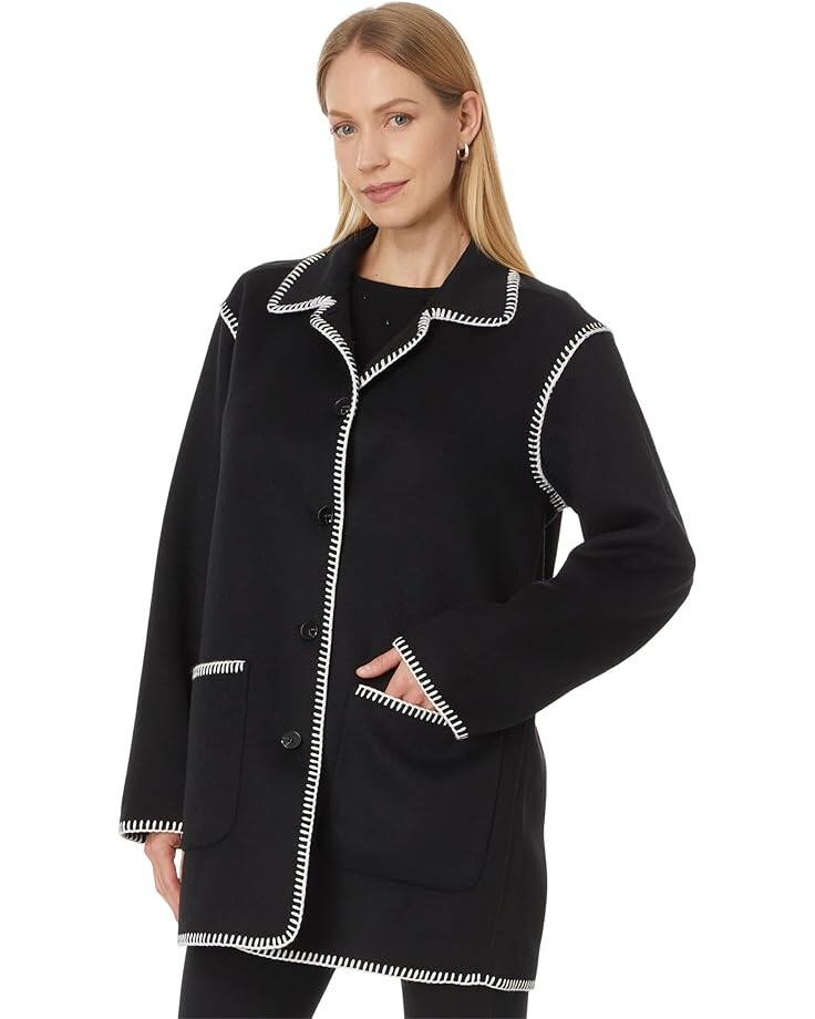 

Куртка Elliott Lauren Looped In - Knit Jacket with Whipstitch Detail, черный/белый