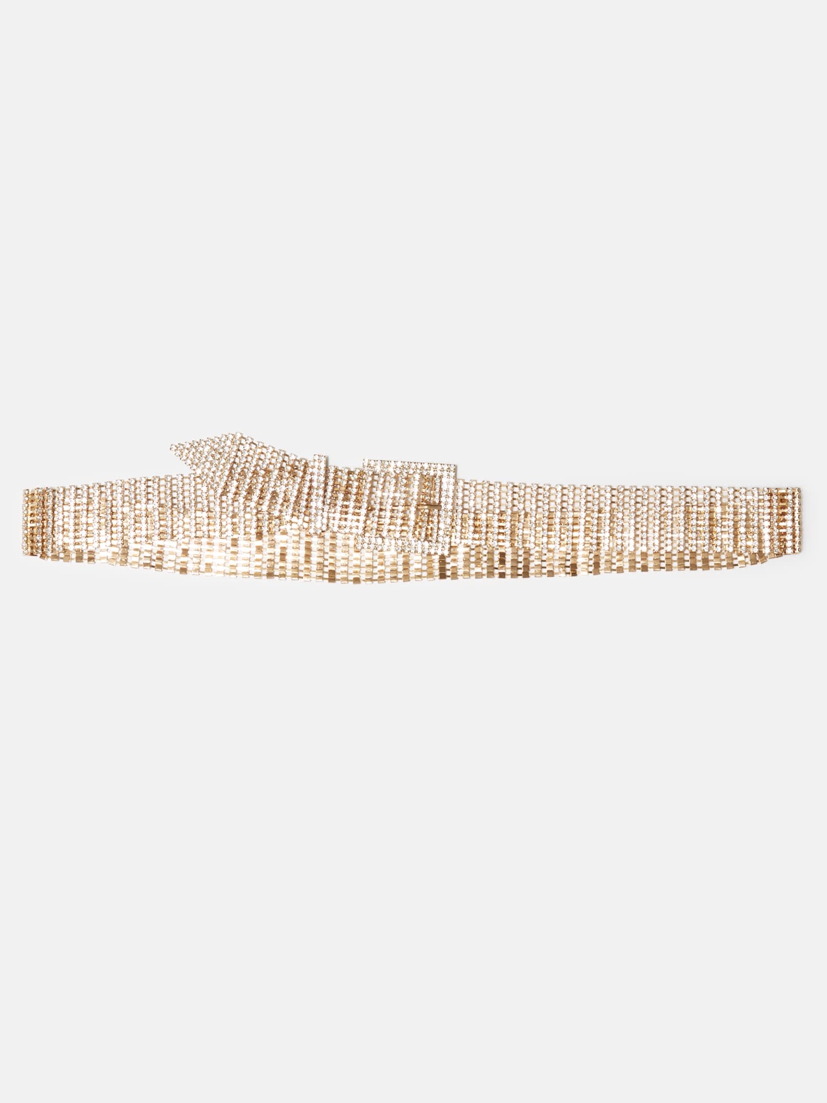 

Ремень с пряжкой из блестящих страз Guess Factory, серебряный/золотой