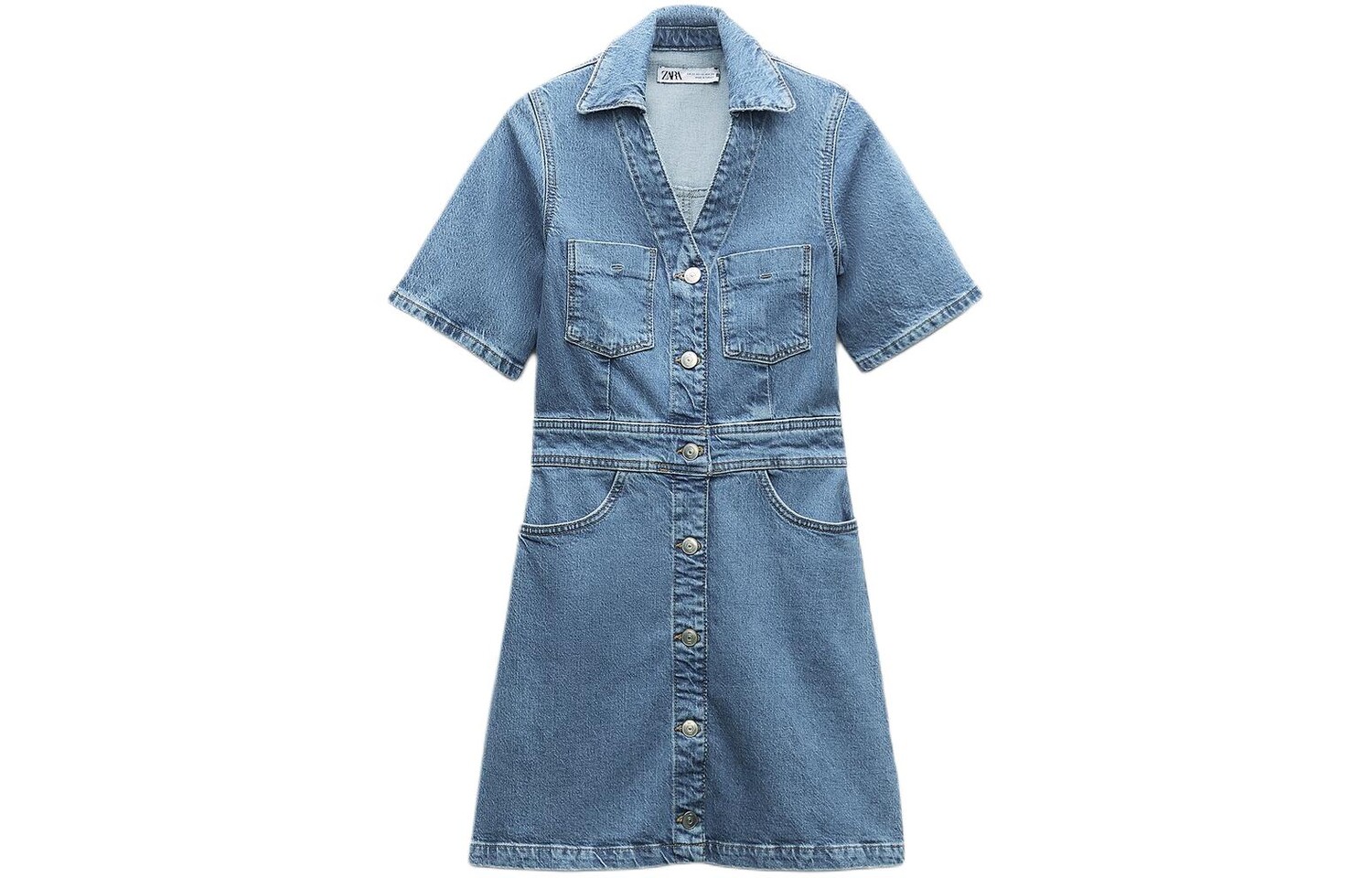 

Платье с короткими рукавами женское средне-синее Zara
