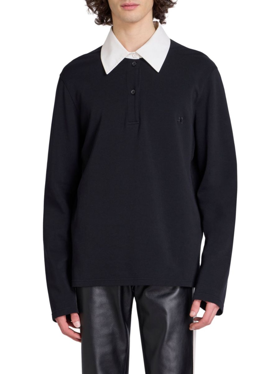 

Рубашка поло AC с длинным рукавом из хлопка Courreges, цвет Black Heritage White