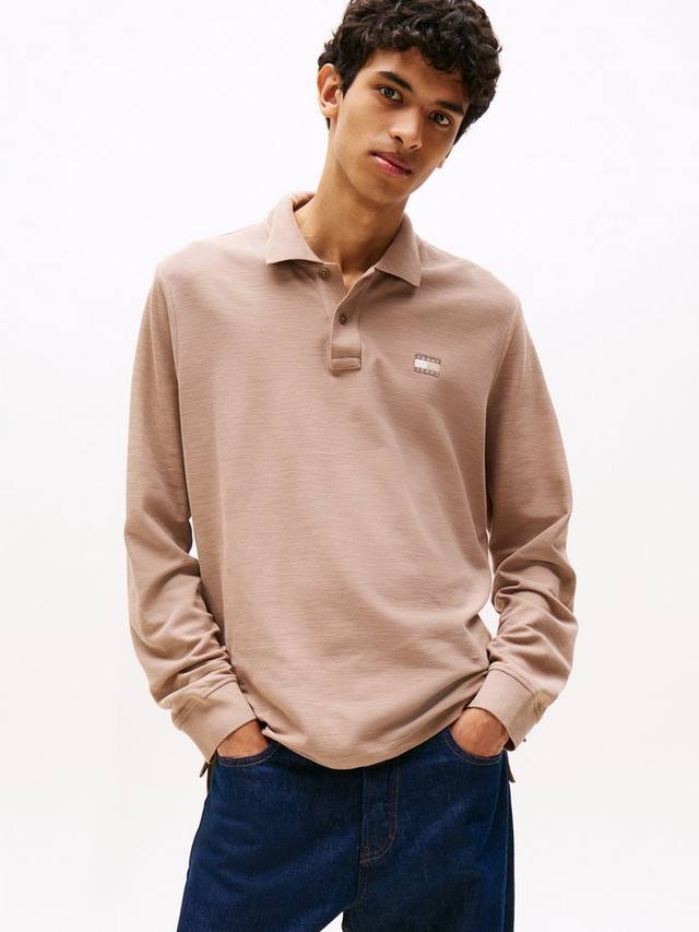 

Хлопковая поло с длинным рукавом от Tommy Jeans Tommy Hilfiger, Coastal Taupe