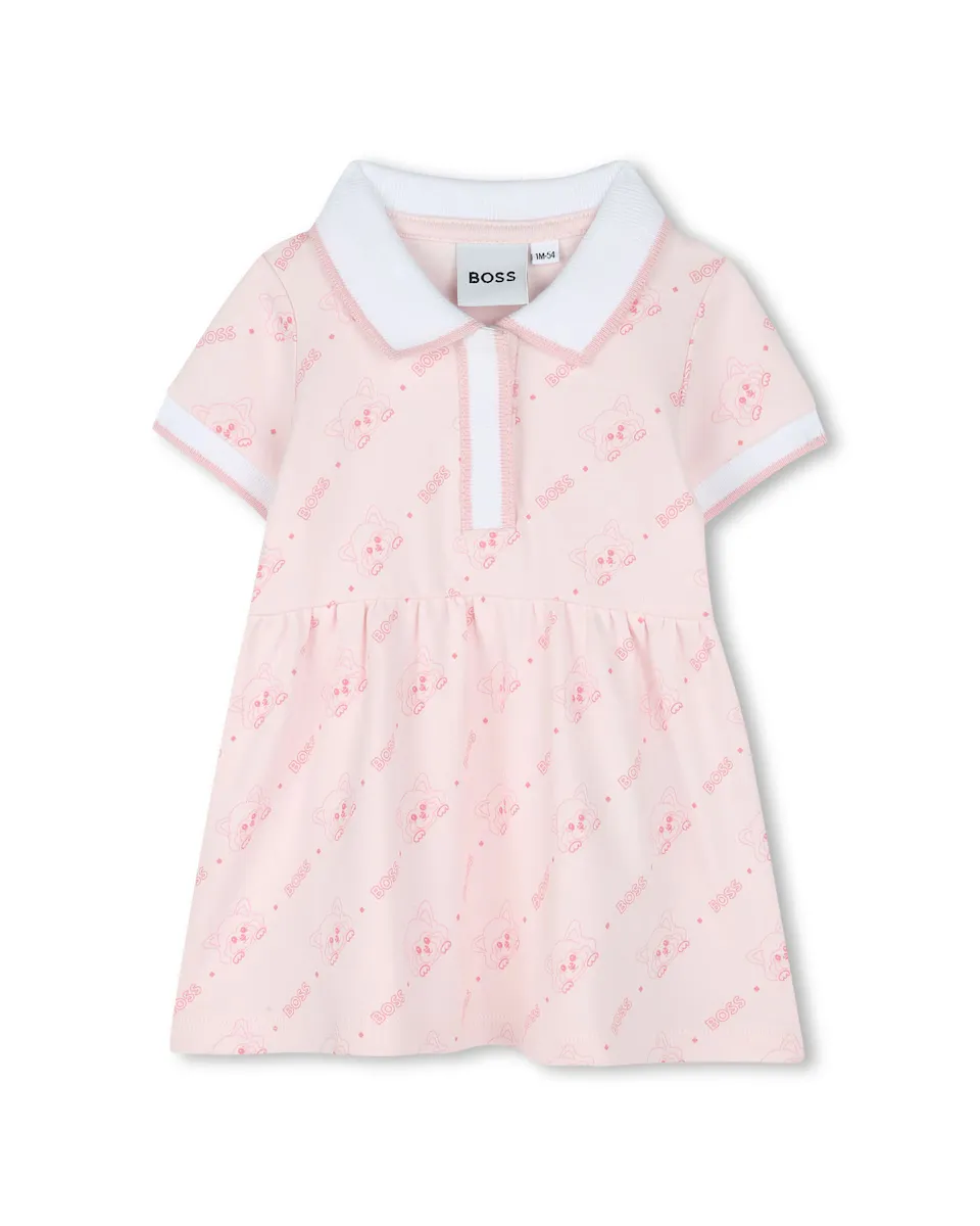 

Розовое хлопковое платье для девочки BOSS Kidswear, розовый