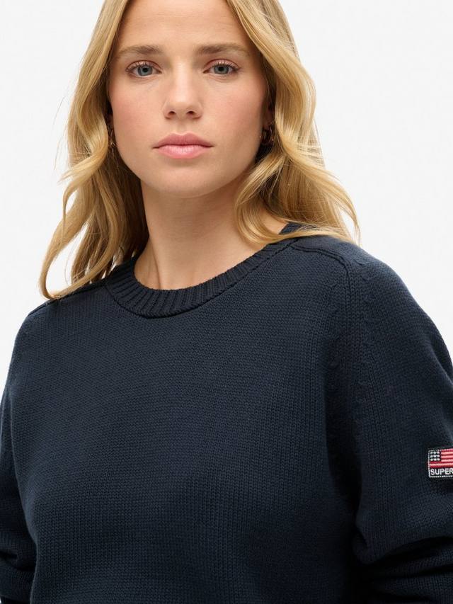 Свободный вязаный свитшот с круглым вырезом Superdry, Deep Navy — фото 4