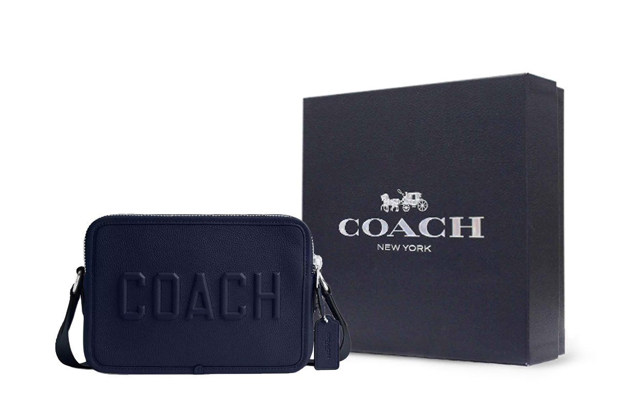 

Charter Кроссбоди Кожаная Плечевая Сумка, Средний Размер Мужская Темно-Синяя COACH