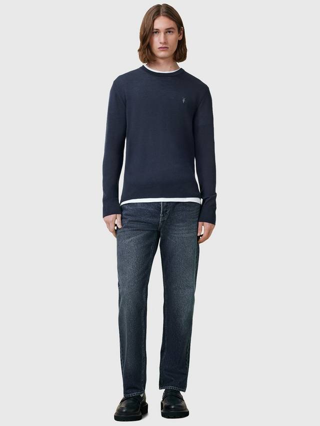 Свитер с круглым вырезом из мериносовой шерсти Mode AllSaints, Navy Blue — фото 3