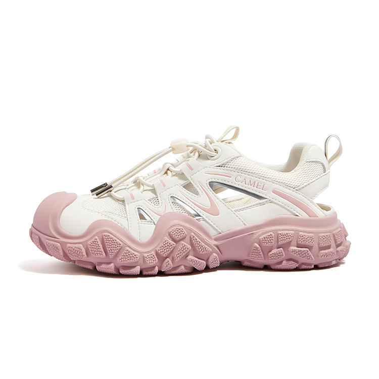 Женские износостойкие быстросохнущие треккинговые ботинки для рек CAMEL, Beige/Pink (Perforated)