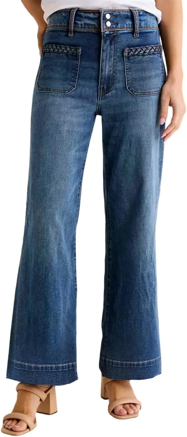 

Джинсы для женщин sail blue с вышивкой и карманом-патчем Loricete