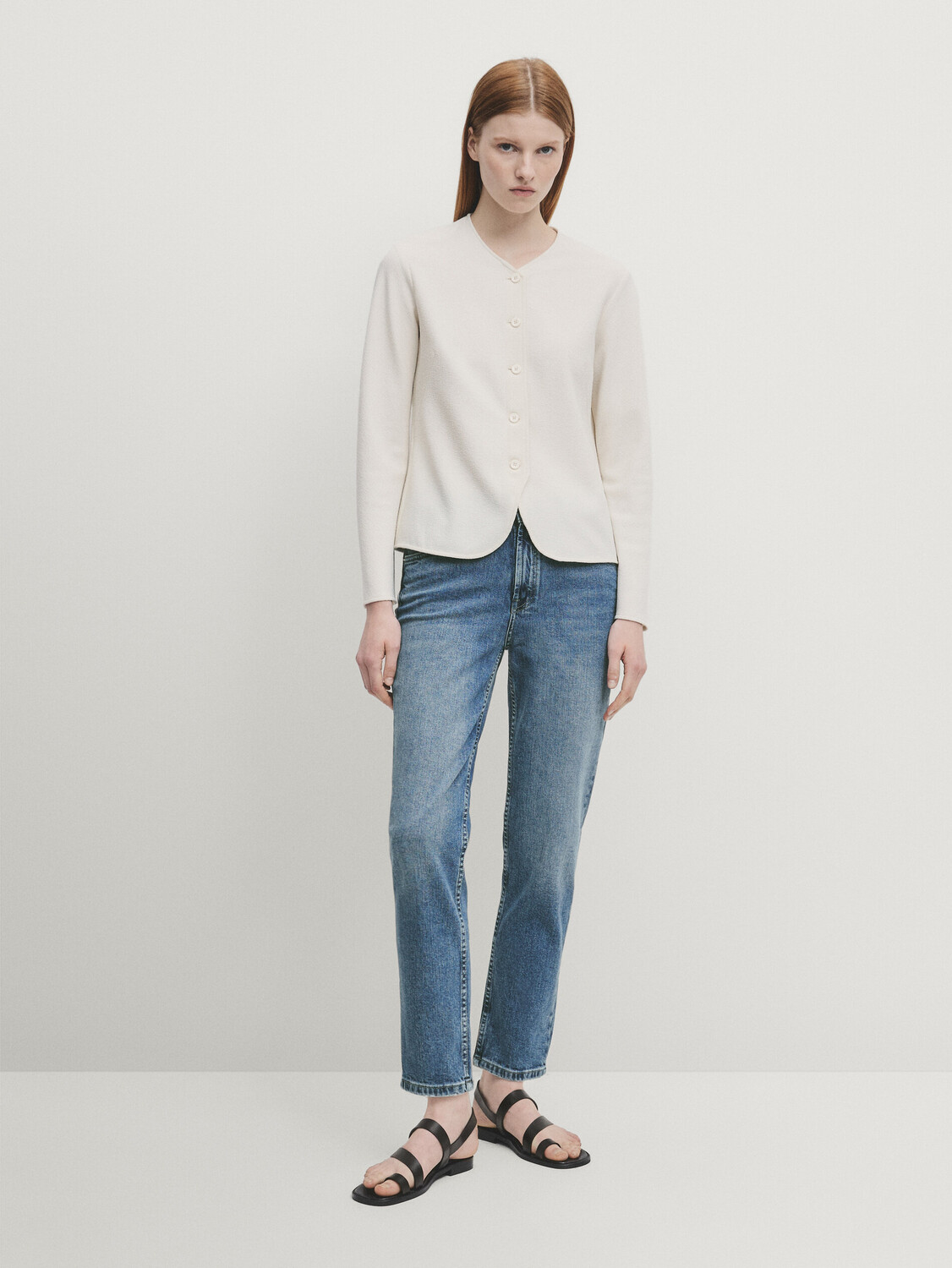 

Укороченные джинсы Slim fit средней посадки Massimo Dutti, голубой