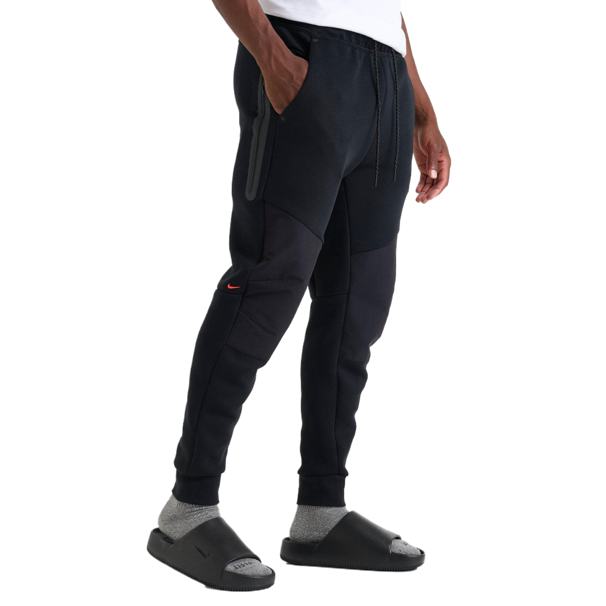 Спортивные брюки Tech Fleece мужские Nike, черный/темно-красный — фото 3