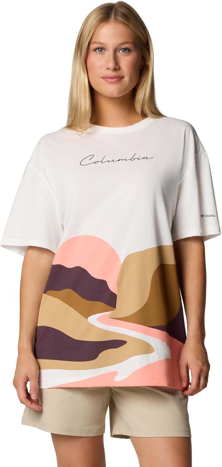 

Женская футболка Columbia Rolling Bend Graphic Oversize, Sea Salt/Trailscape