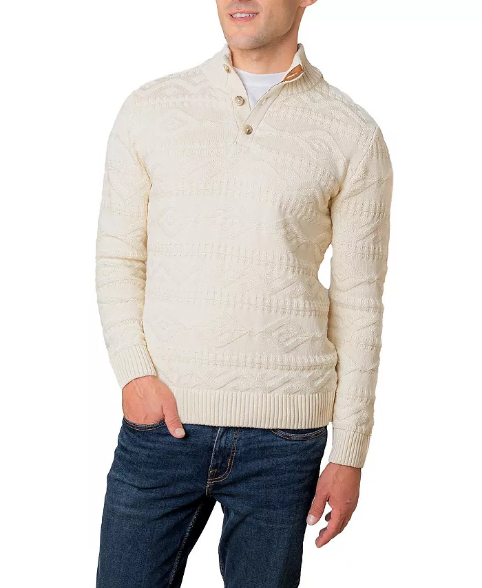 

Мужской органический свитер с воротником-стойкой и косой вязкой Hope & Henry, белый