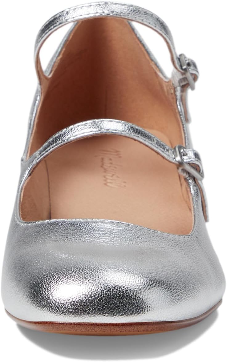 Туфли Madewell The Nettie Heeled Mary Jane in Metallic Leather, цвет Bright Silver — фото 2
