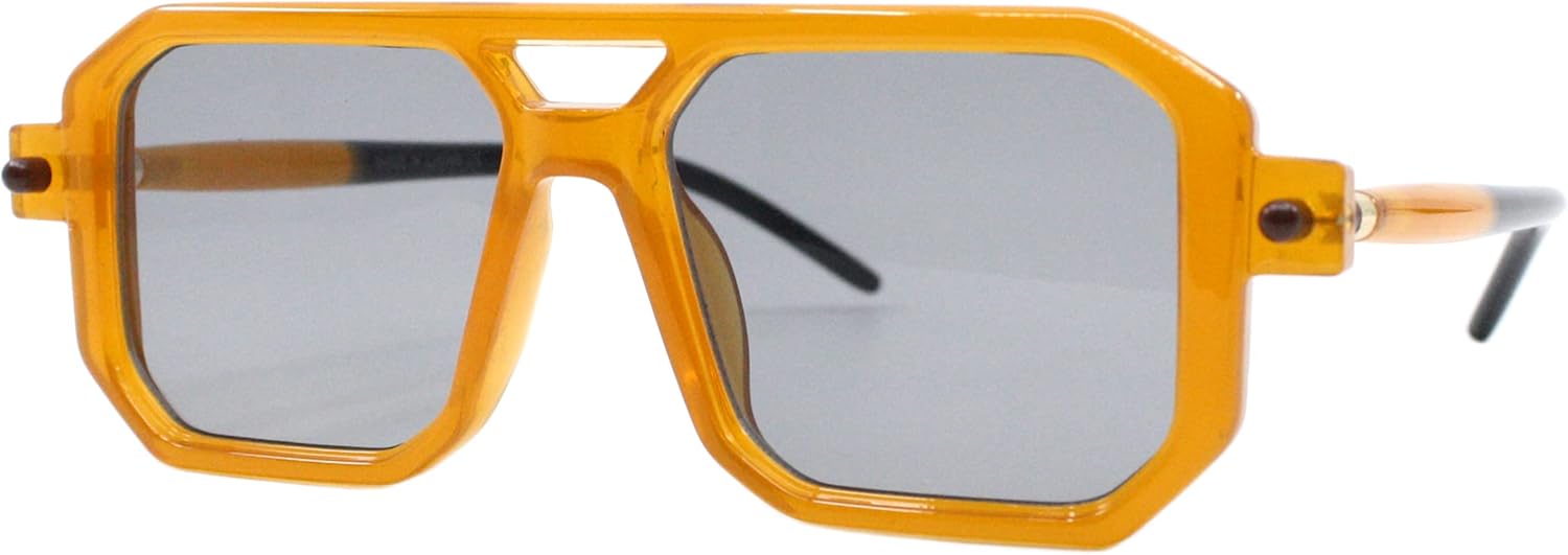 

Солнцезащитные очки PASTL с геометрическим квадратным оправой и плоской верхней частью, винтажный ретро-стиль, унисекс, защита от УФ-излучения UV 400, Orange Black (Grey)