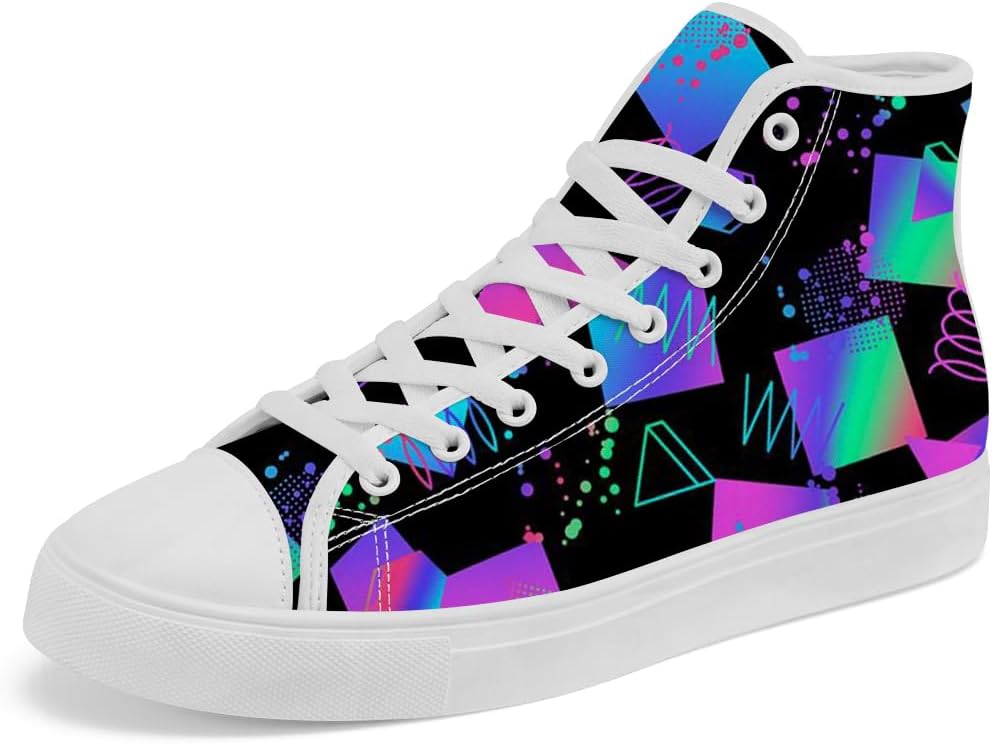 

Высокие кеды из ткани 80-х и 90-х с геометрическим узором, ретро, на шнуровке, повседневная обувь, подарок для мужчин и женщин Chebing, синий