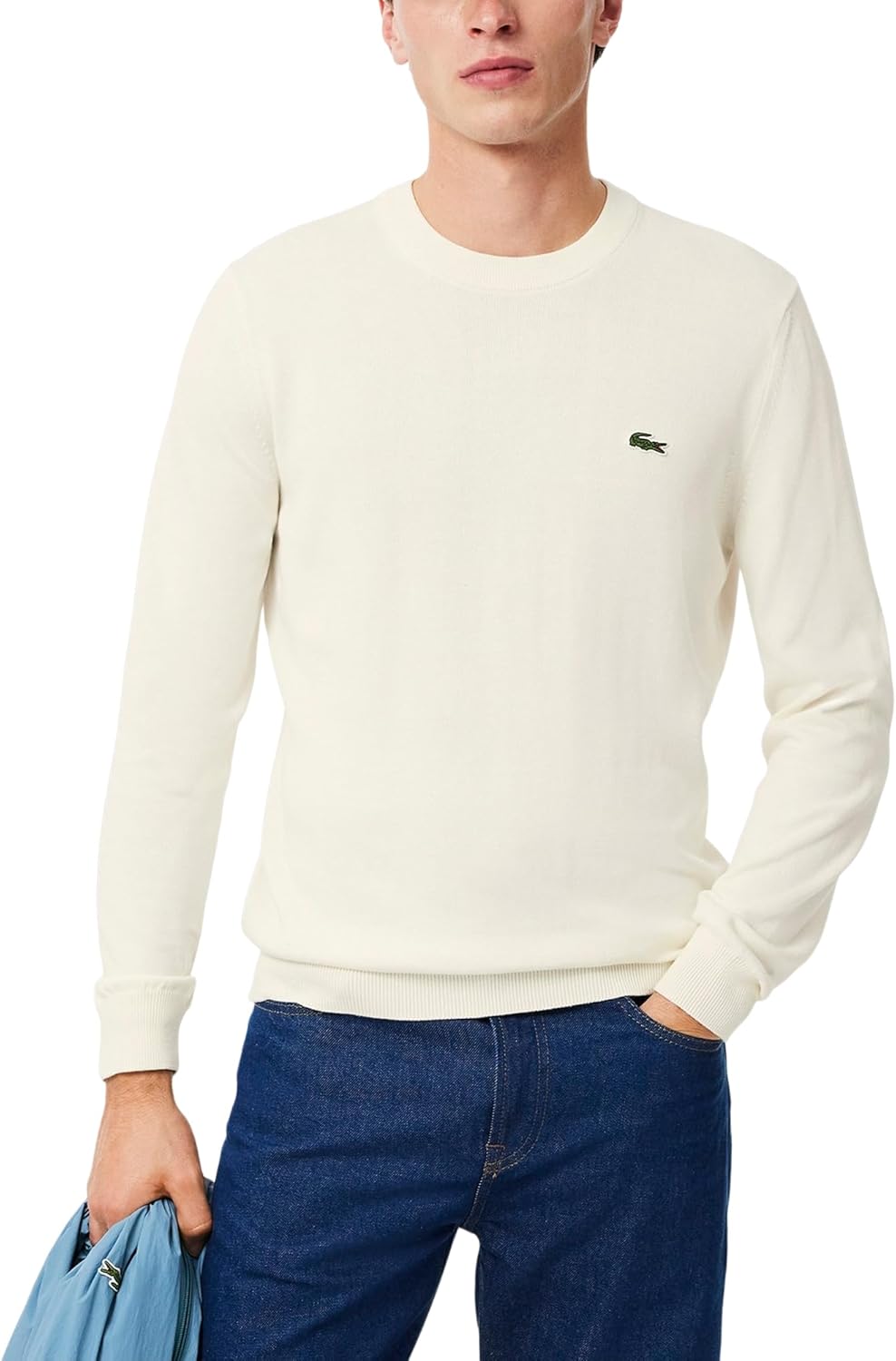 

Lacoste мужской свитер с длинным рукавом и круглым вырезом, Regular Fit, Flour