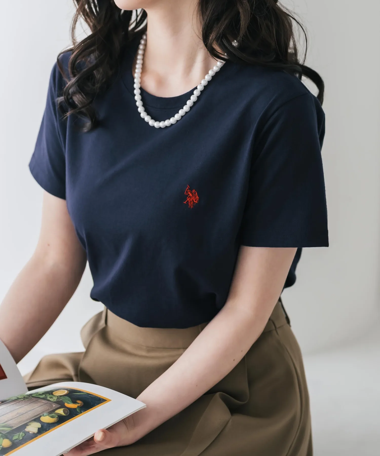 Женская футболка U.S. POLO ASSN. с вышивкой логотипа тёмно-синяя