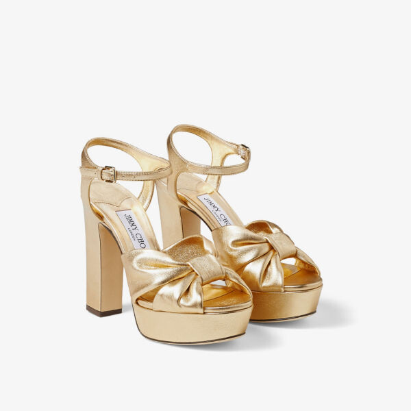 Кожаные босоножки на платформе Heloise 120 с бантом Jimmy Choo, желтый — фото 3