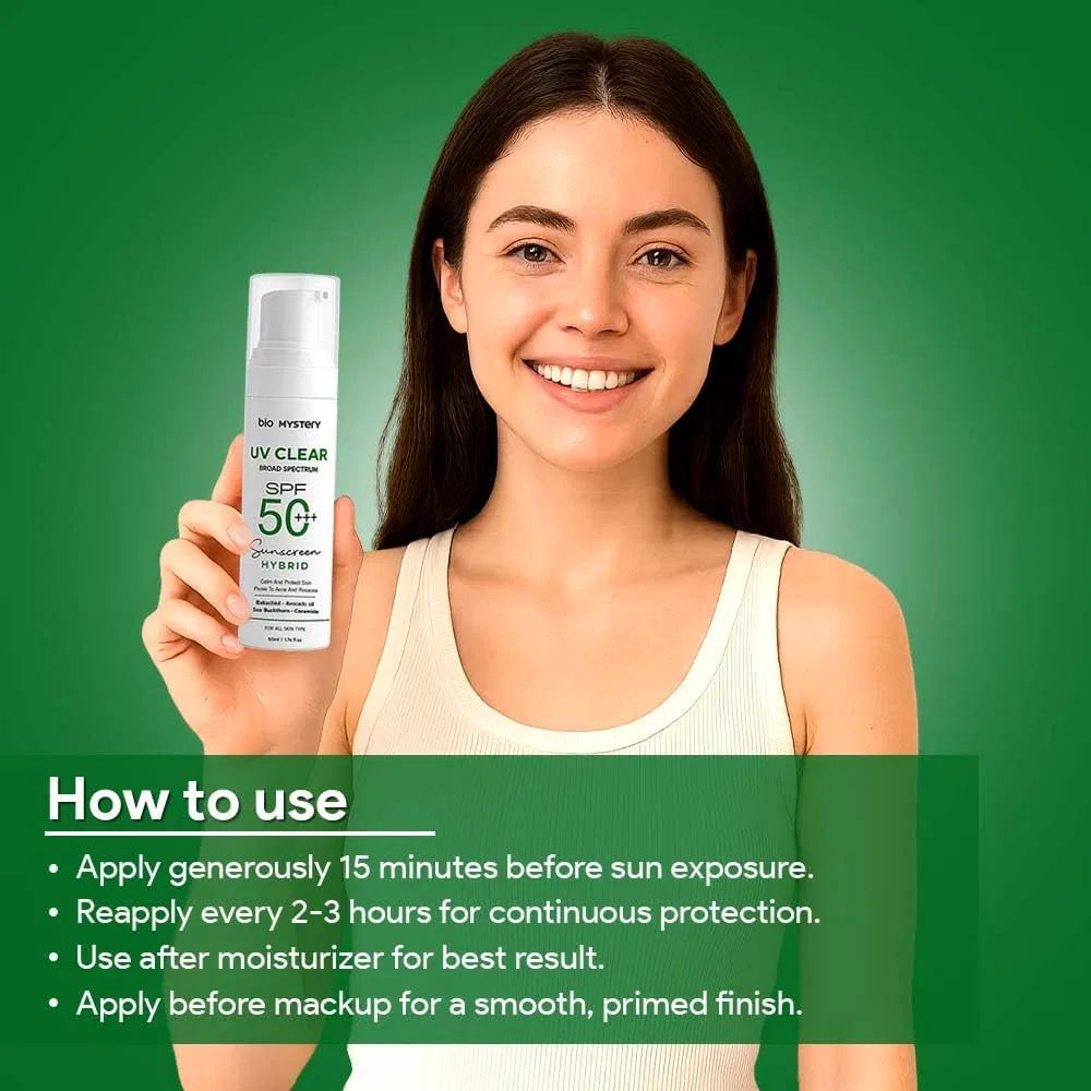 Солнцезащитный лосьон для лица Clear Face SPF 50+++, Bio Mystery, 50 мл, матовый финиш — фото 4