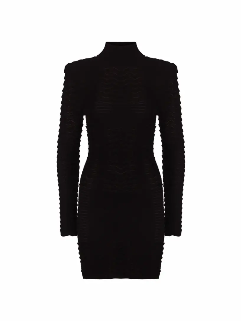 

Жаккардовое платье мини Balmain, черный