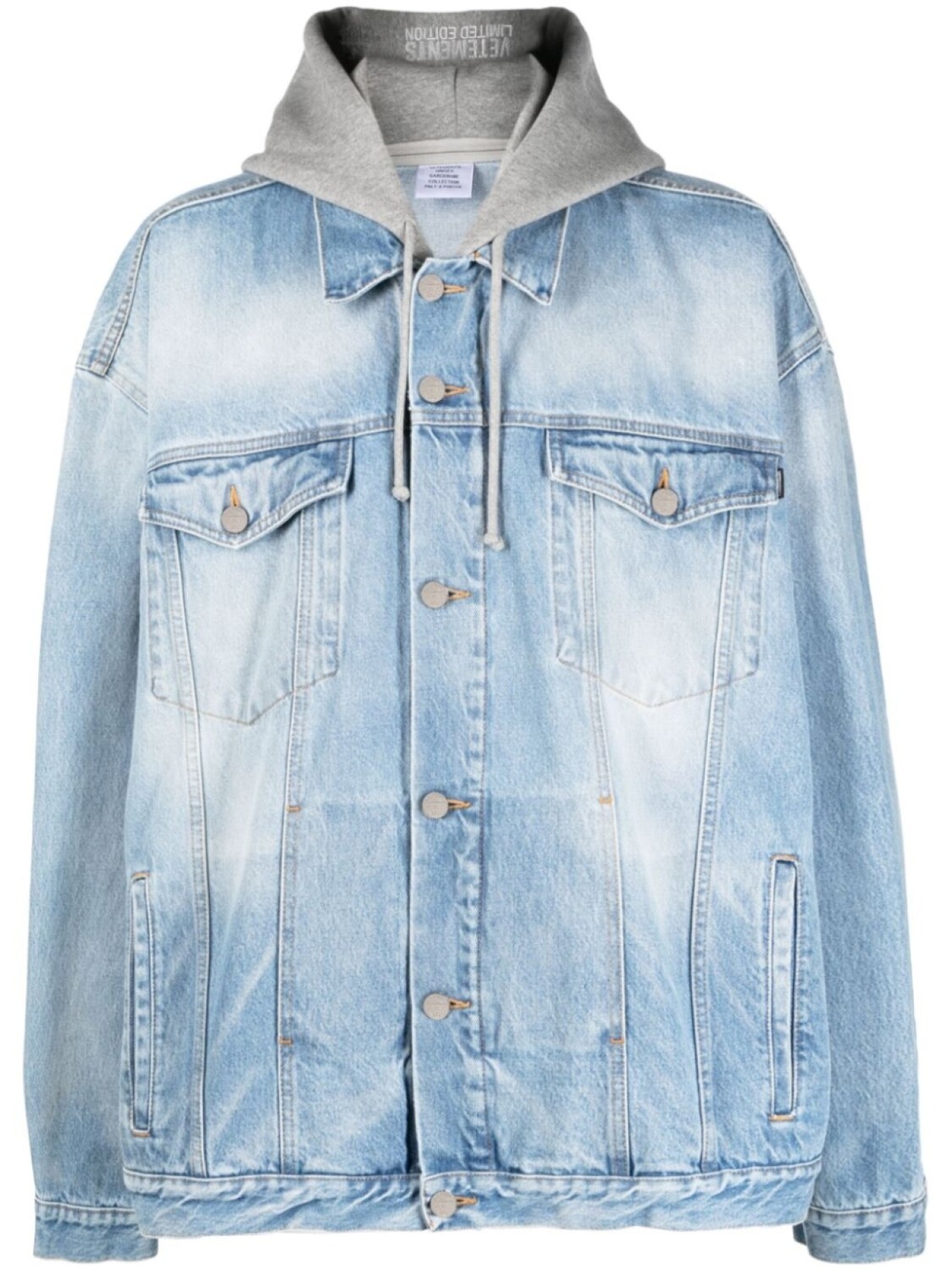 

VETEMENTS джинсовая куртка оверсайз с капюшоном, синий