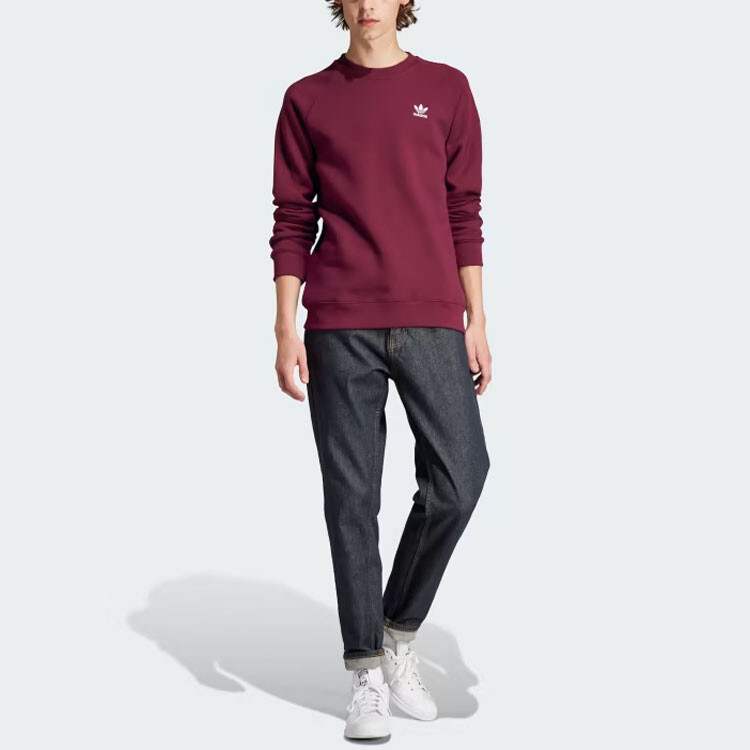 Толстовка с трилистником мужская бордовая Adidas Originals, цвет Burgundy — фото 4
