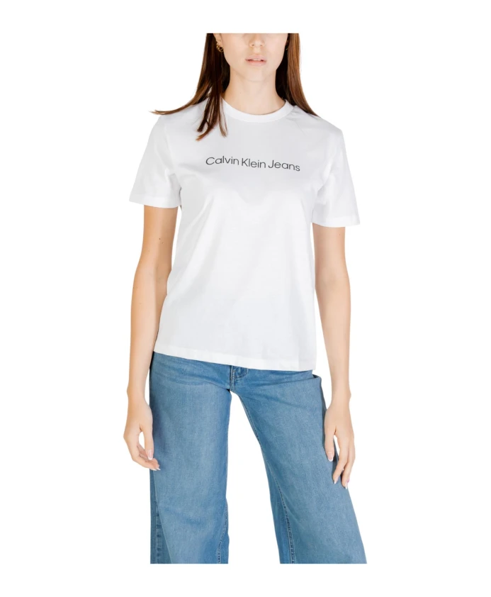 

Белая хлопковая футболка для женщин Calvin Klein Jeans, белый