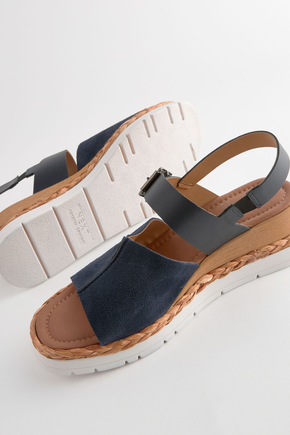 Кожаные спортивные туфли на танкетке Forever Comfort Next, синий — фото 4