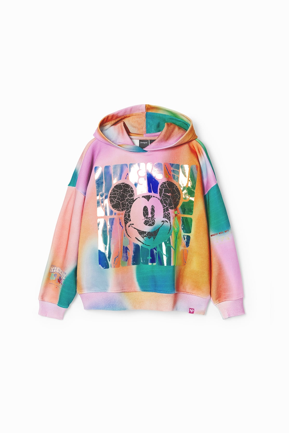 Толстовка с капюшоном и рисунком Микки Мауса в стиле тай-дай (100-150 см) Desigual, Pink/Red/3058 — фото 4