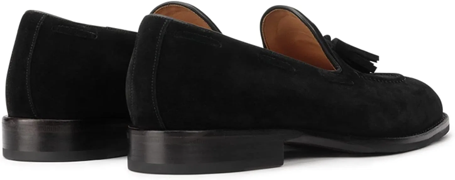 Лоферы мужские на каждый день, Tassel Loafers, Black (silk-finish Suede) FIAVOM — фото 4