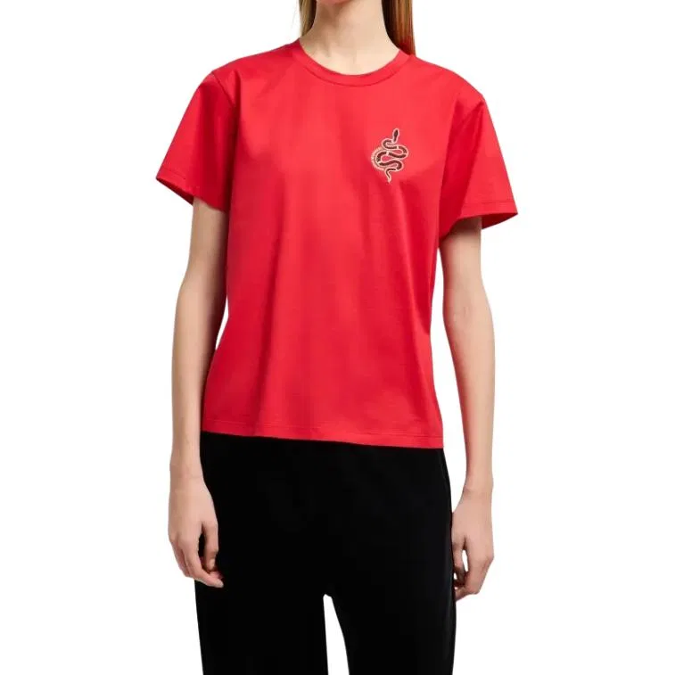 Футболка Asv Mercerised Jersey с вышивкой к китайскому Новому году EMPORIO ARMANI, Red — фото 3