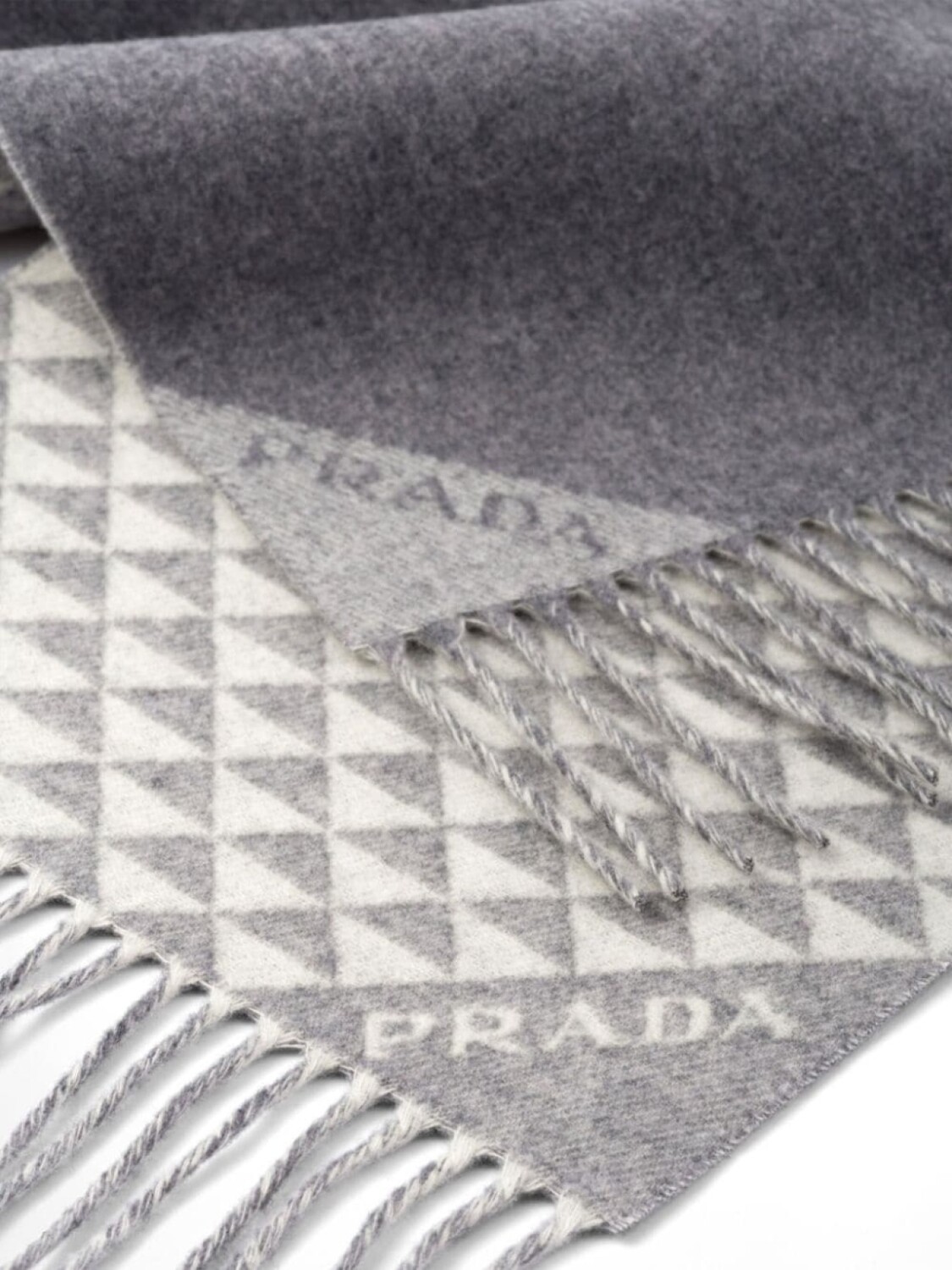Двусторонний шарф Symbole из смесового кашемира Prada, серый — фото 2