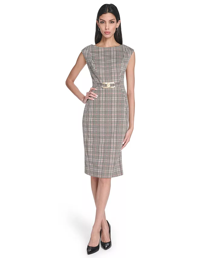 

Женское платье-футляр в стиле мужского костюма короткое Calvin Klein, серый