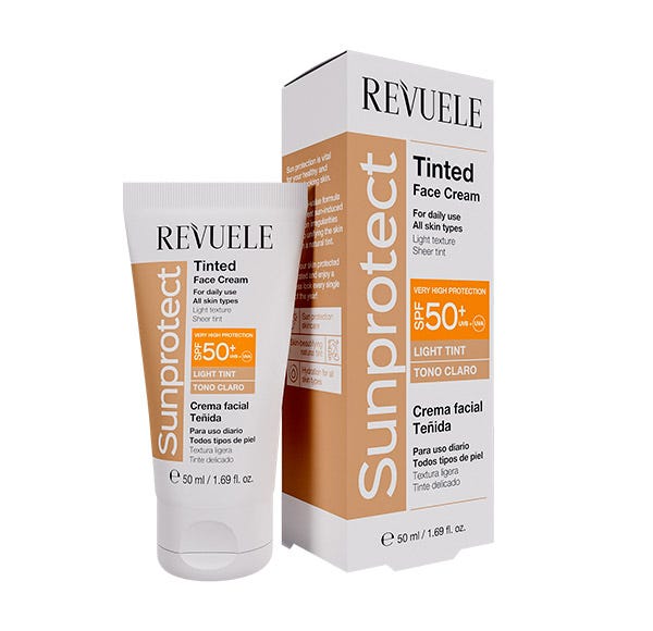 

Солнцезащитный крем spf 50 с цветом REVUELE Sunprotect, Light tint