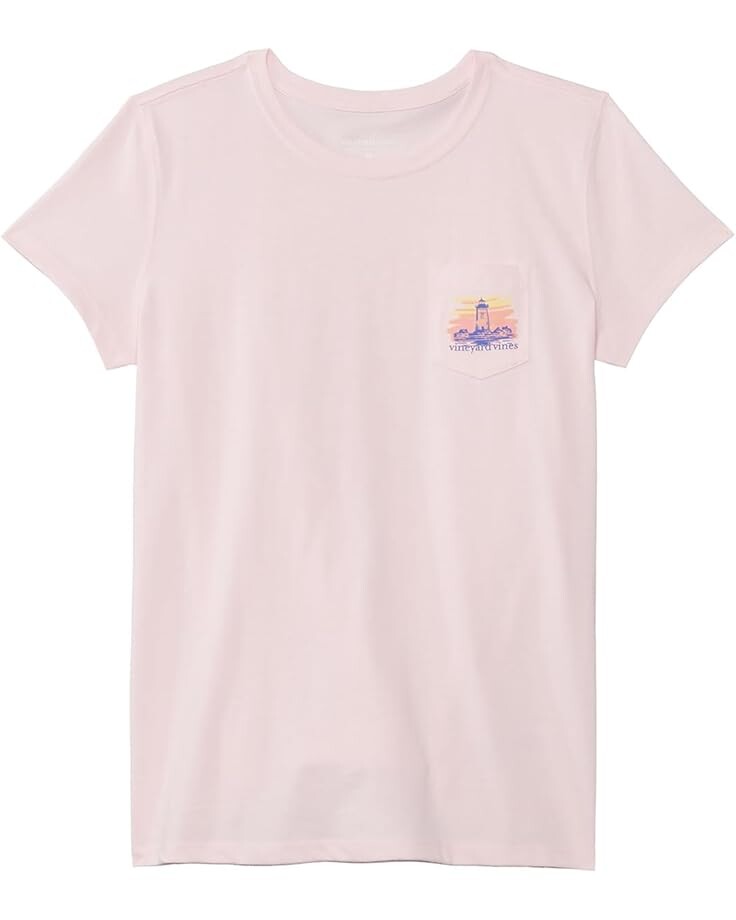 

Футболка Vineyard Vines Kids Girls Lighthouse Short Sleeves Tee, цвет Flamingo