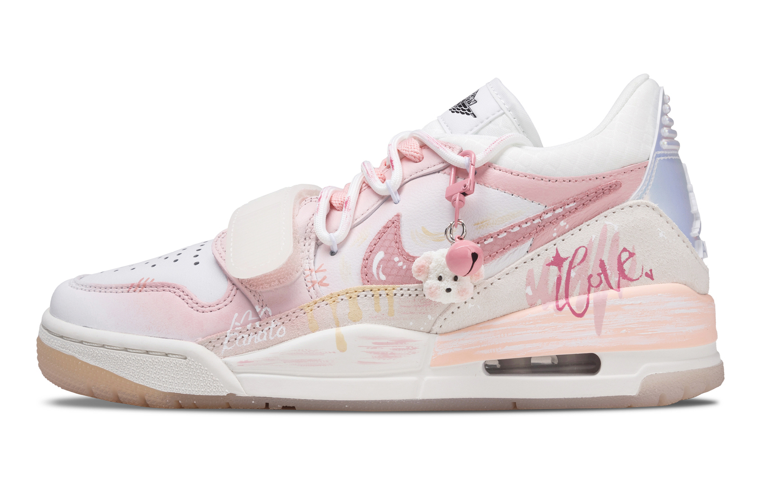 

Jordan Кроссовки Legacy 312 Peach Soda Foam, износостойкие, низкие, винтажные, унисекс, белый с розовым