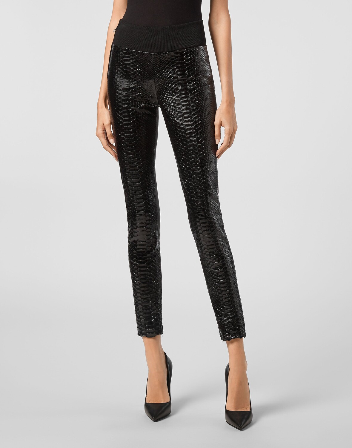 

Кожаные леггинсы Кристалл Philipp Plein, черный
