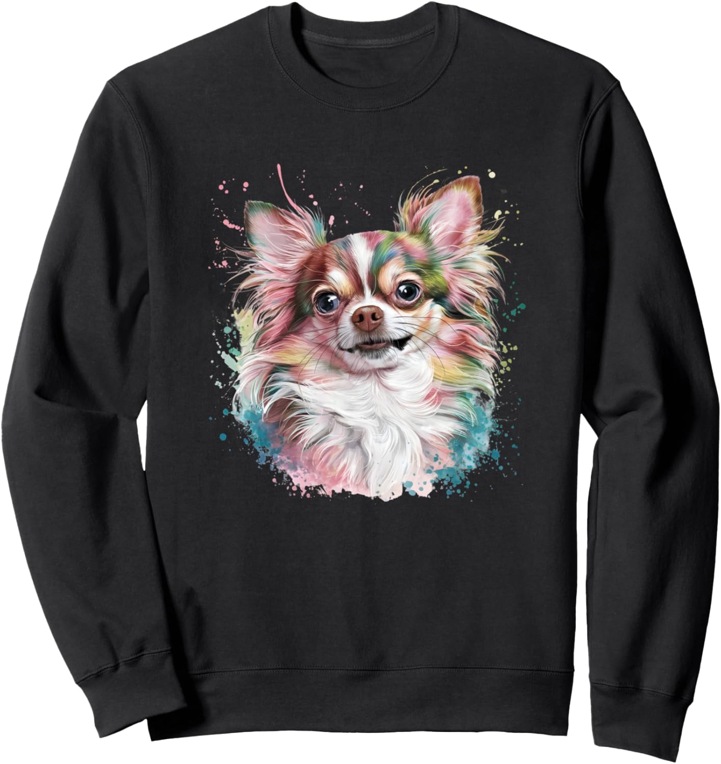 

Мужская и женская толстовка с красочным акварельным рисунком чихуахуа, черная Colorful Watercolor Chihuahua Dog Mom Dad