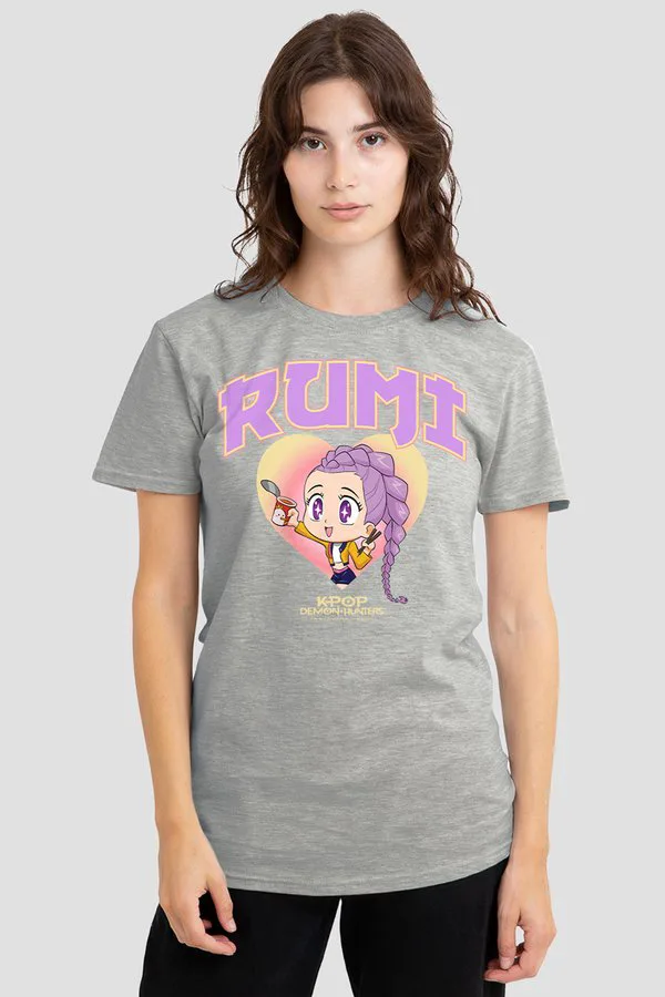 

Футболка с принтом kpop demon hunters huntrix rumi college Netflix, Mottled Grey, Серый, Футболка с принтом kpop demon hunters huntrix rumi college Netflix, Mottled Grey