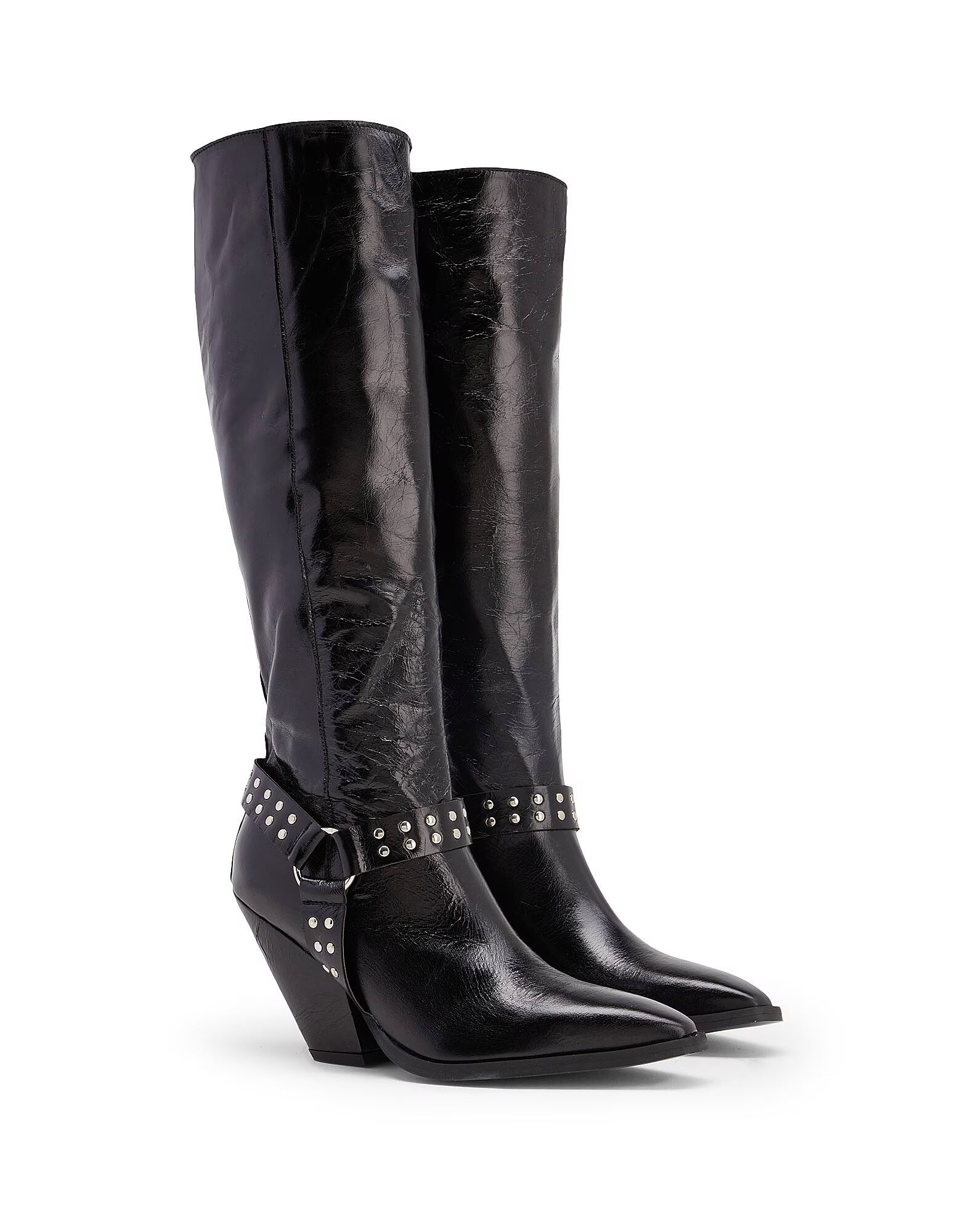Ботинки Leather Western Ankle Boots Harness Detail 8 By Yoox, черный — фото 4