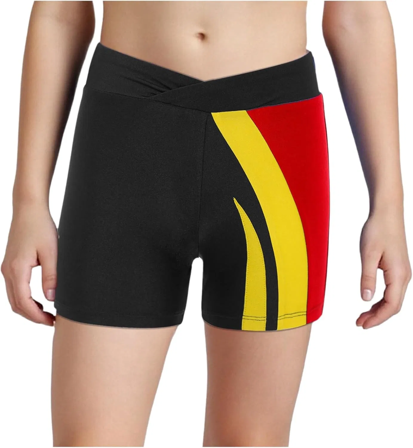 Детские шорты для спорта V-front, эластичный пояс, vastwit, цвет Red Yellow — фото 3