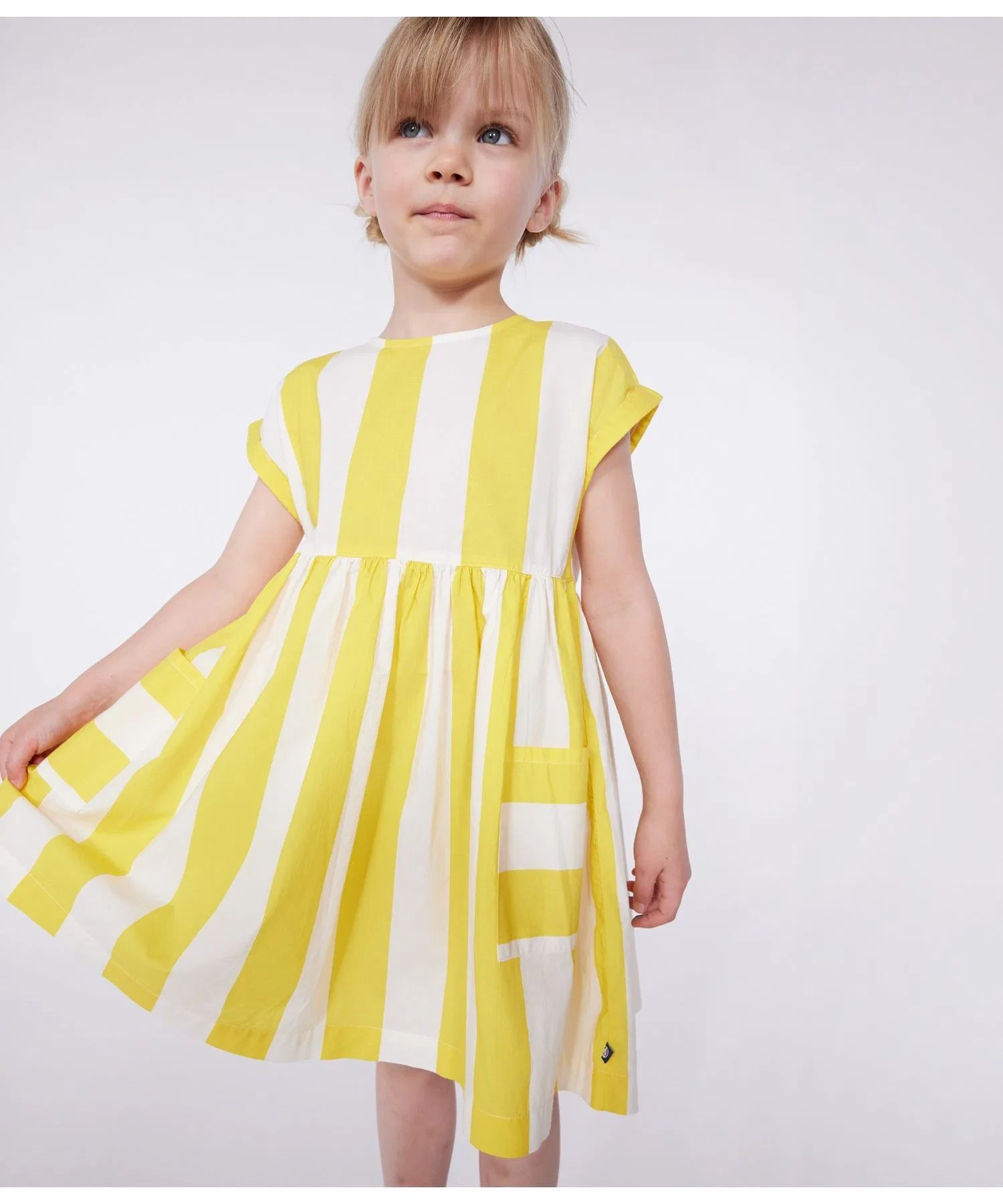Детское платье в полоску PETIT BATEAU жёлто-белое