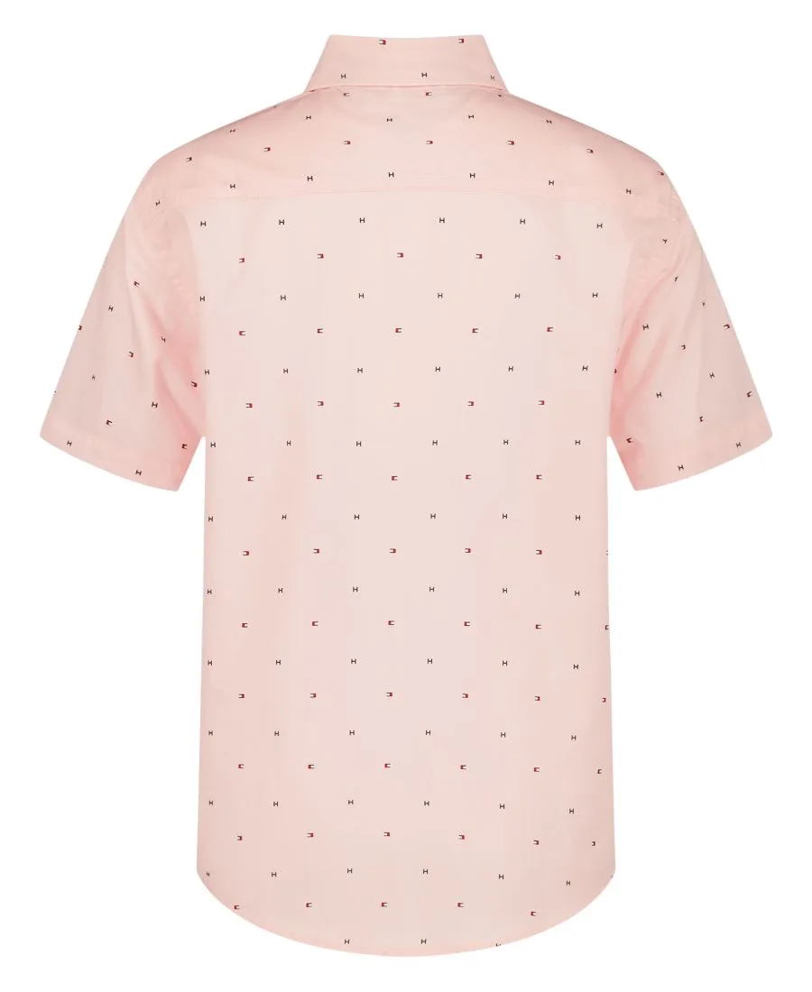 Детская тканая рубашка с коротким рукавом и флагом, размер 2T-7 Tommy Hilfiger, Peach Parfait — фото 2