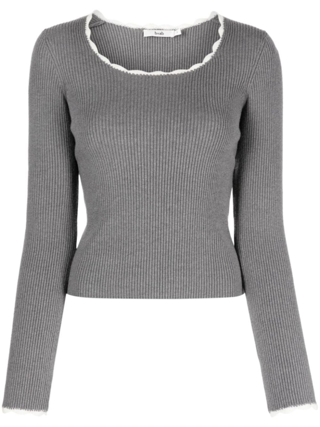 

B+Ab scallop-collar ribbed jumper, серый