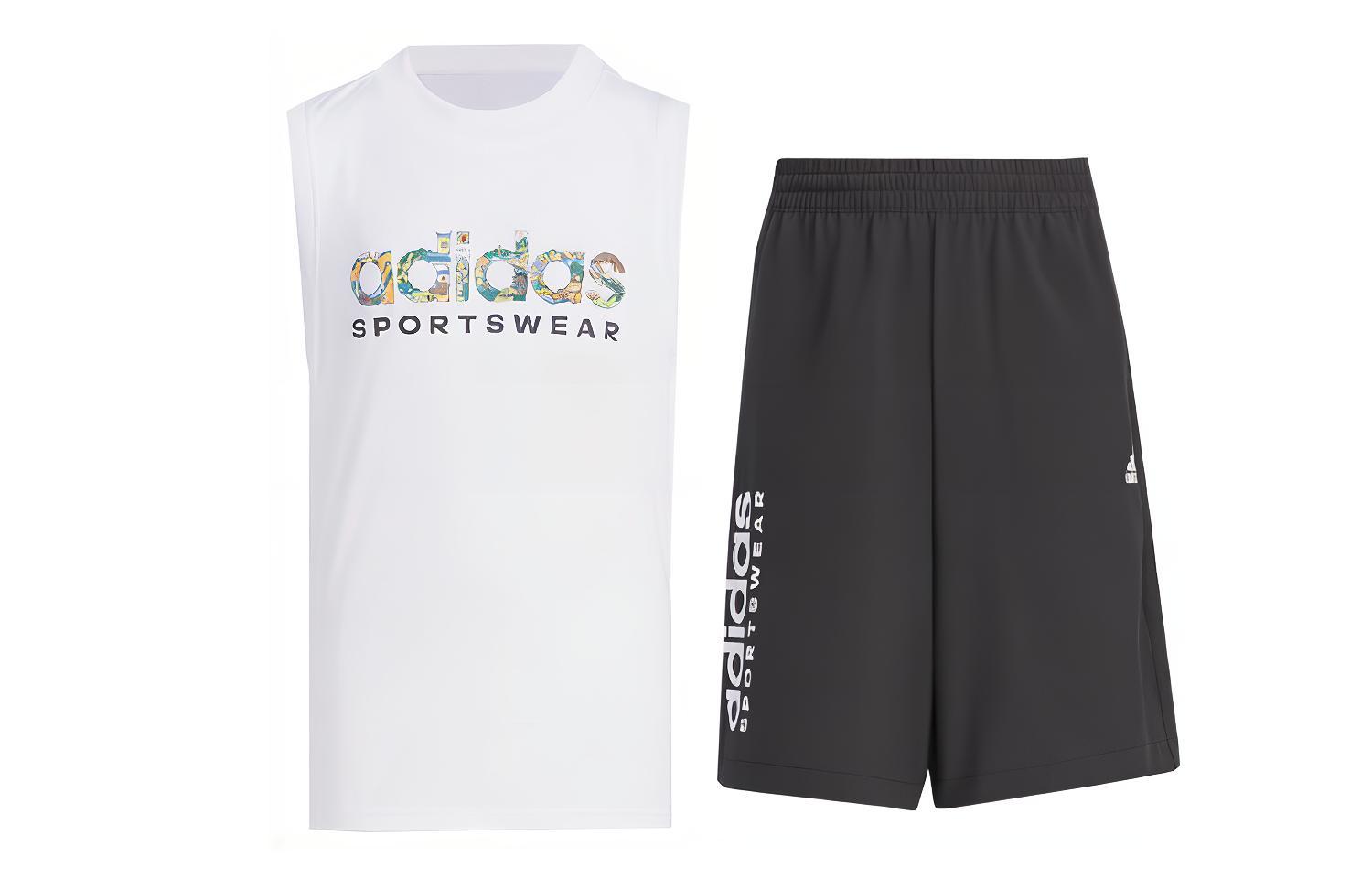 

Детская повседневная спортивная одежда Adidas, белый+черный