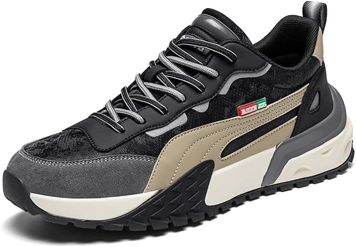 

Мужские легкие дышащие кроссовки для активного отдыха на улице, из натуральной кожи, и стильные повседневные спортивные туфли «для папы» Meixi Mobile, черный/хаки