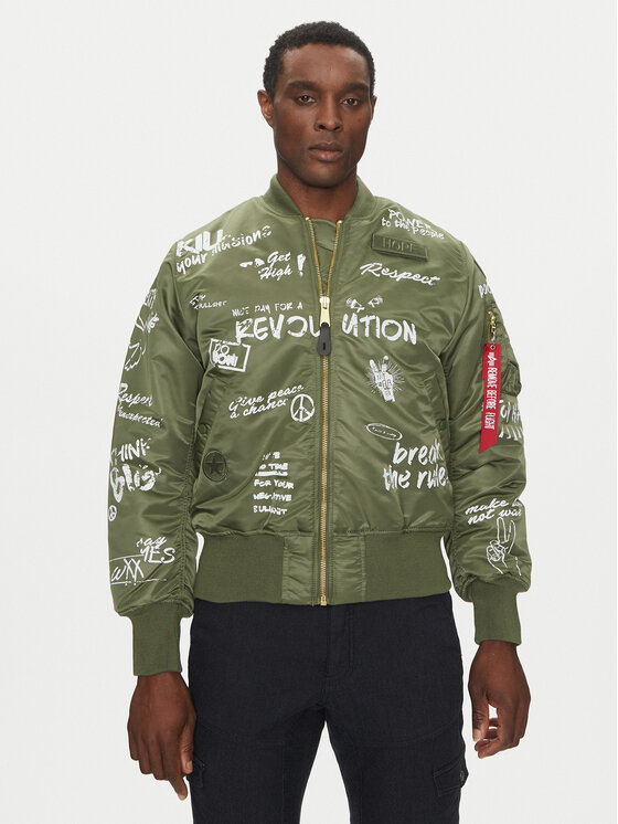 

Куртка-Бомбер стандартный крой MA-1 Peace 156136 Alpha Industries, зеленый
