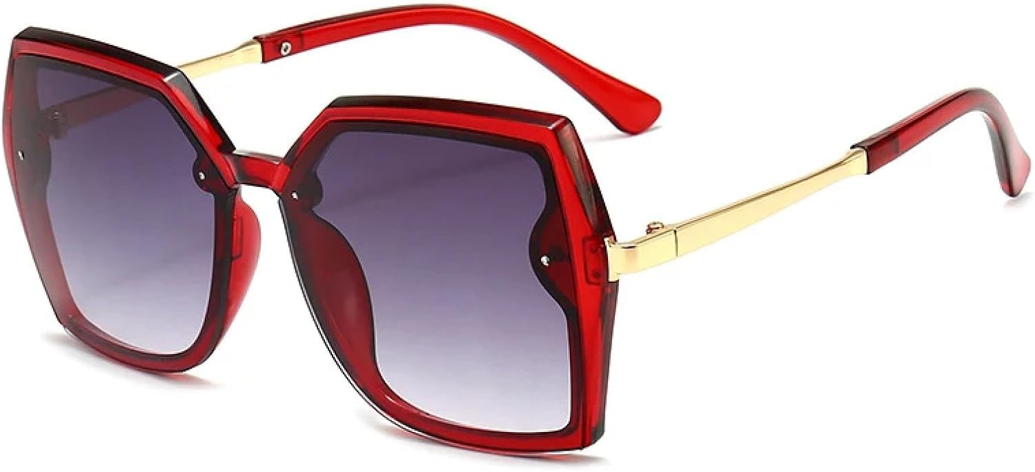 

Винтажные классические солнцезащитные очки в крупной оправе для женщин и мужчин, модные металлические очки для вождения и путешествий, защита от УФ-излучения UV400 TKKTLLT, Red Gradient Gray